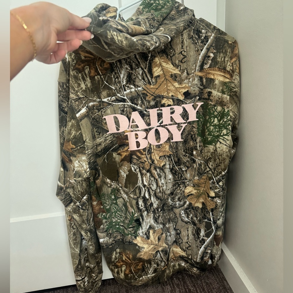 Dairy Boy Camo Hoodie - Pink Logo